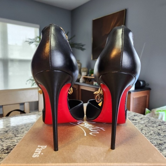 NEW Christian Louboutin Gourmi Pump 100mm Size 40.5 Black Leather - Picture 8 of 11